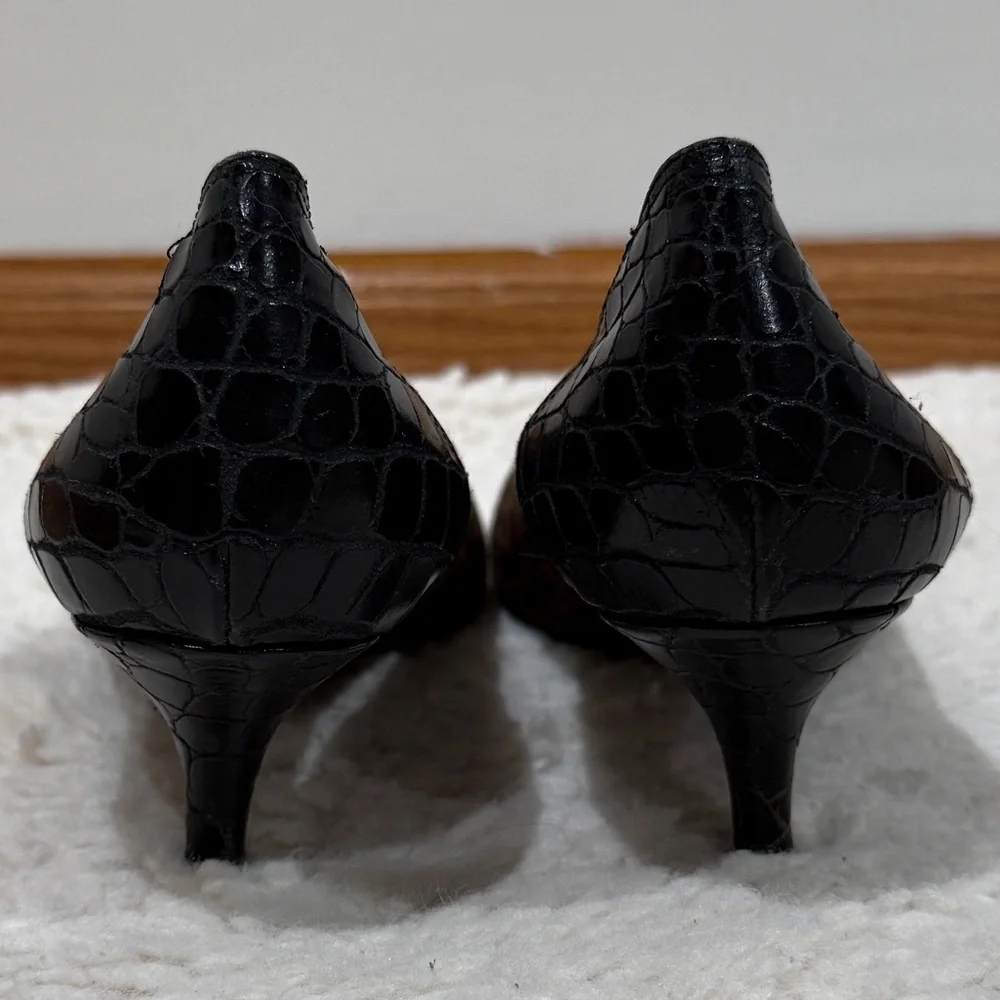 Donald J. Pliner‎ Leopard Animal Print Peep-Toe Kitten Heel Pumps Sz 9 Elegant